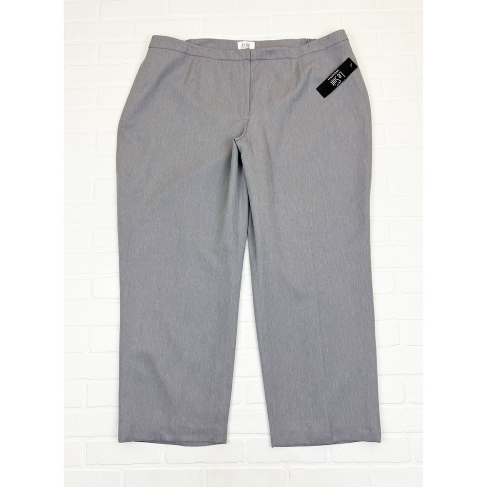 Le Suit Light Gray Straight Leg Dress Pants Plus Size 24W